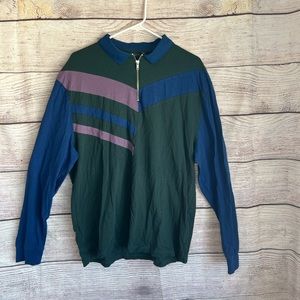 ASOS design collar green and purple color block long sleeve sz XL
